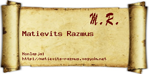 Matievits Razmus névjegykártya